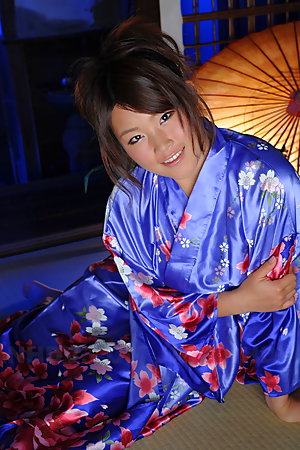 Nene Nagasawa in her favorite blue kimono