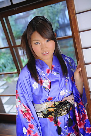 Nene Nagasawa in her favorite blue kimono