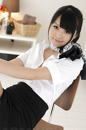 Nozomi Aiuchi with sweet tits and hairy pussy takes clothes off.