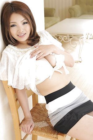 Miu Tamura shows big, beautiful boobs after taking blouse and bra off.